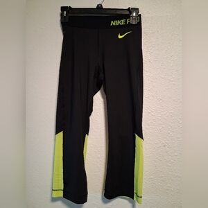 Nike Pro Fluorecent Yellow Active Capri Leggings